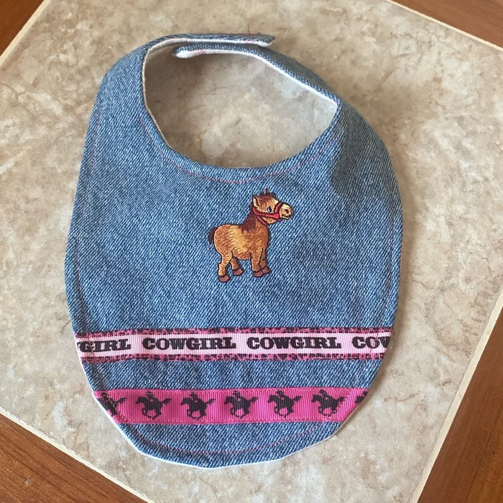 Handmade Double-Sided Cowgirl Baby Bib